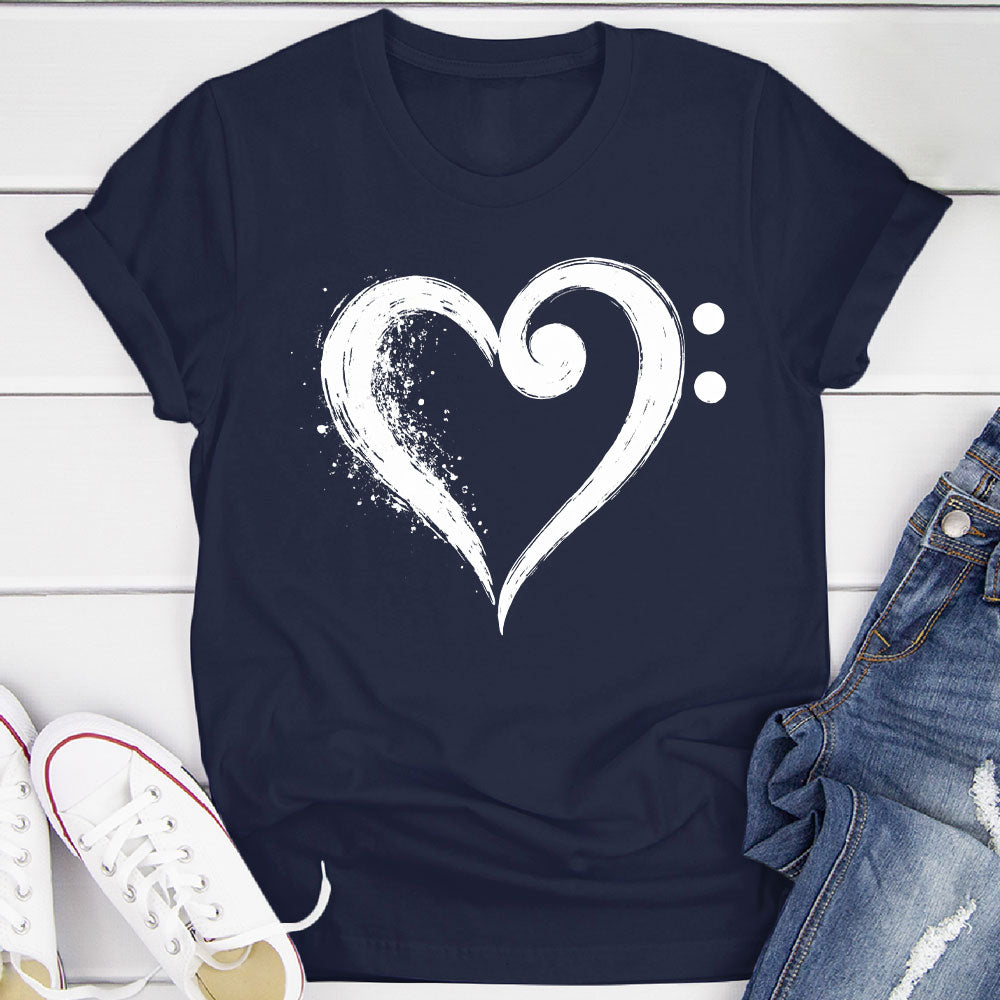 Bass Clef Fusion Heart T-Shirt