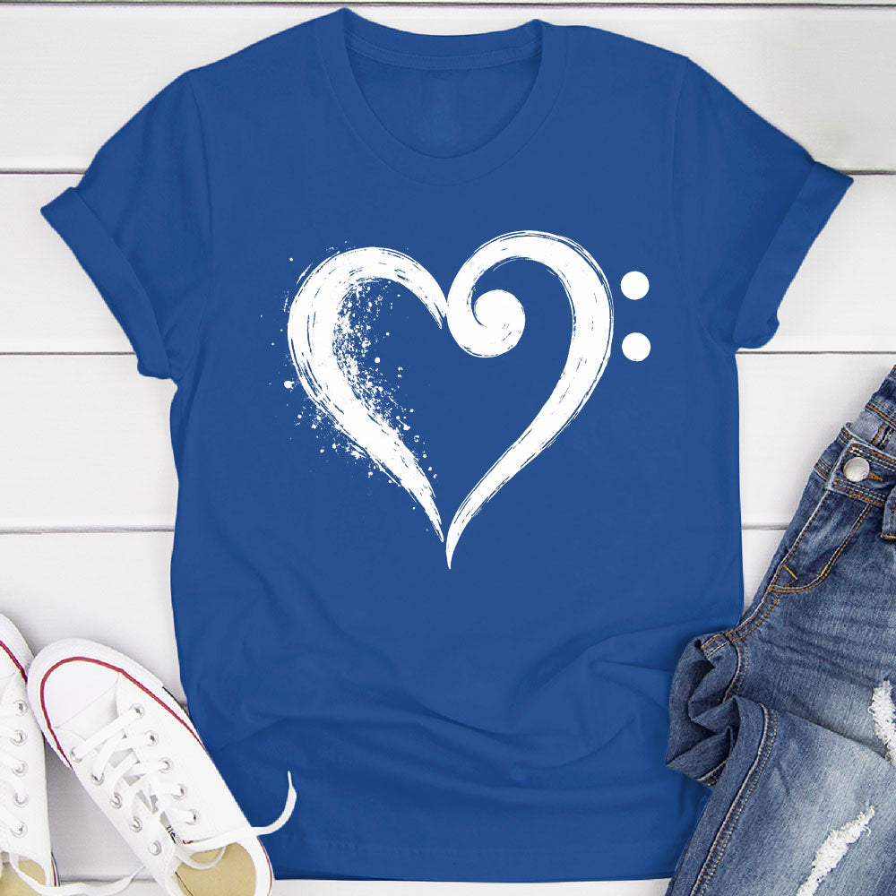 Bass Clef Fusion Heart T-Shirt