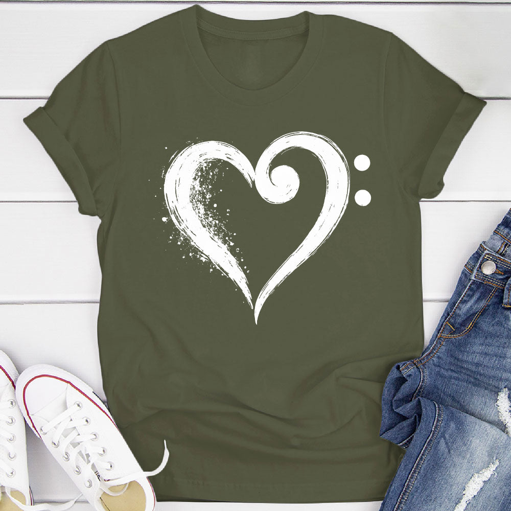 Bass Clef Fusion Heart T-Shirt