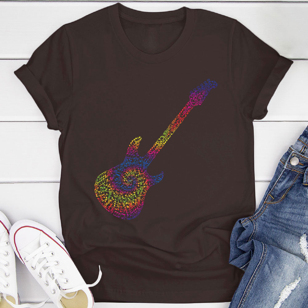 Electric Guitar Tie Dye Notes T-Shirt