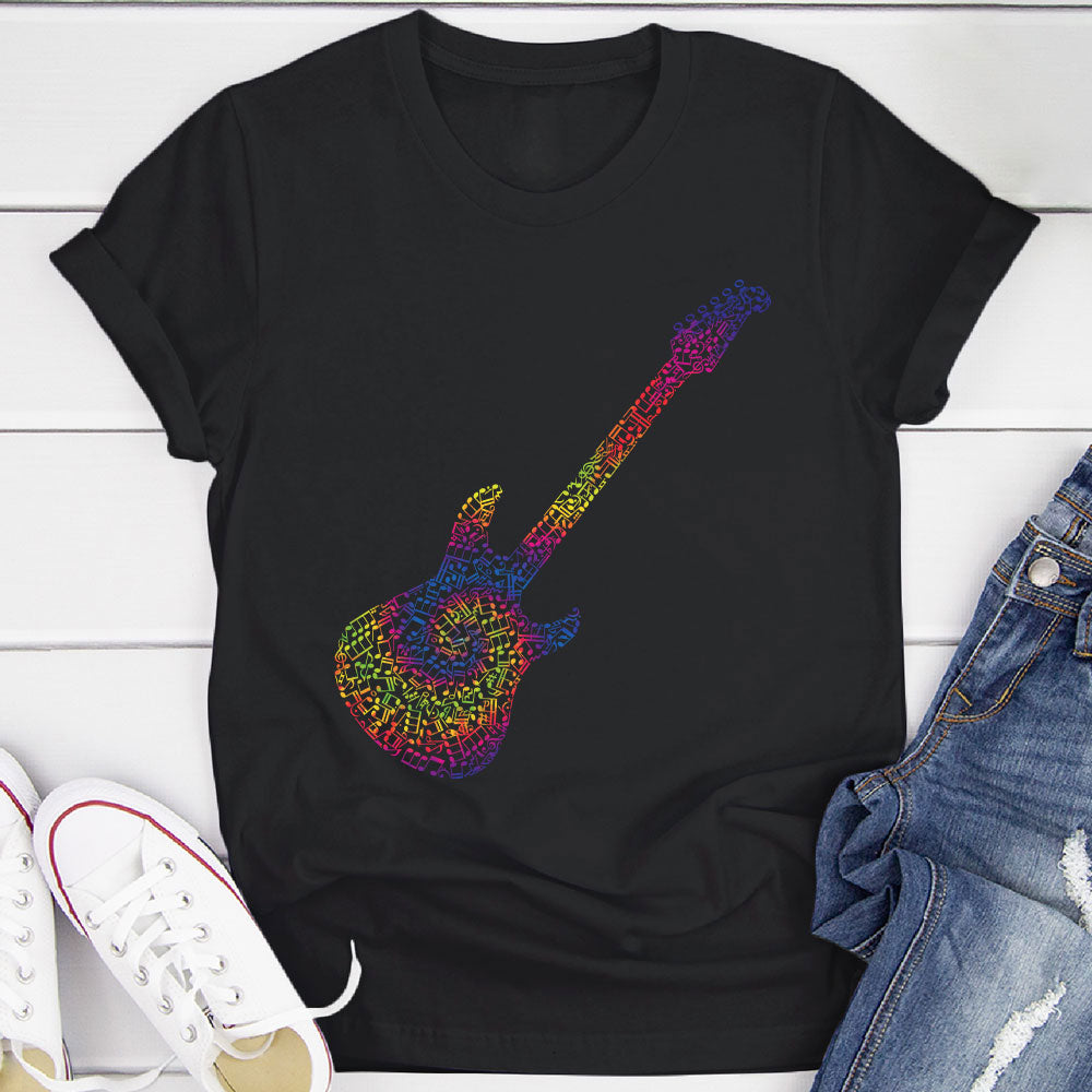 Electric Guitar Tie Dye Notes T-Shirt