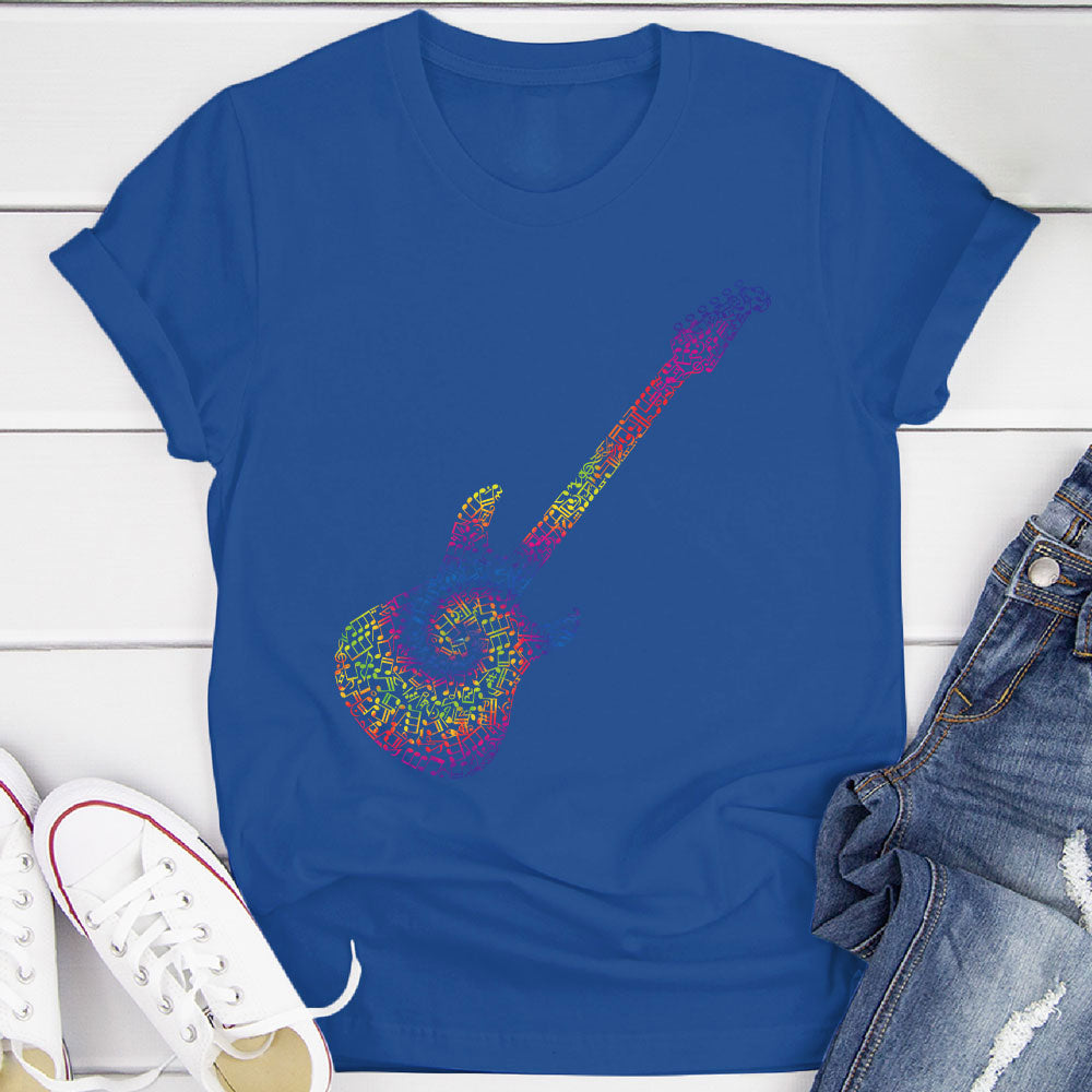 Electric Guitar Tie Dye Notes T-Shirt
