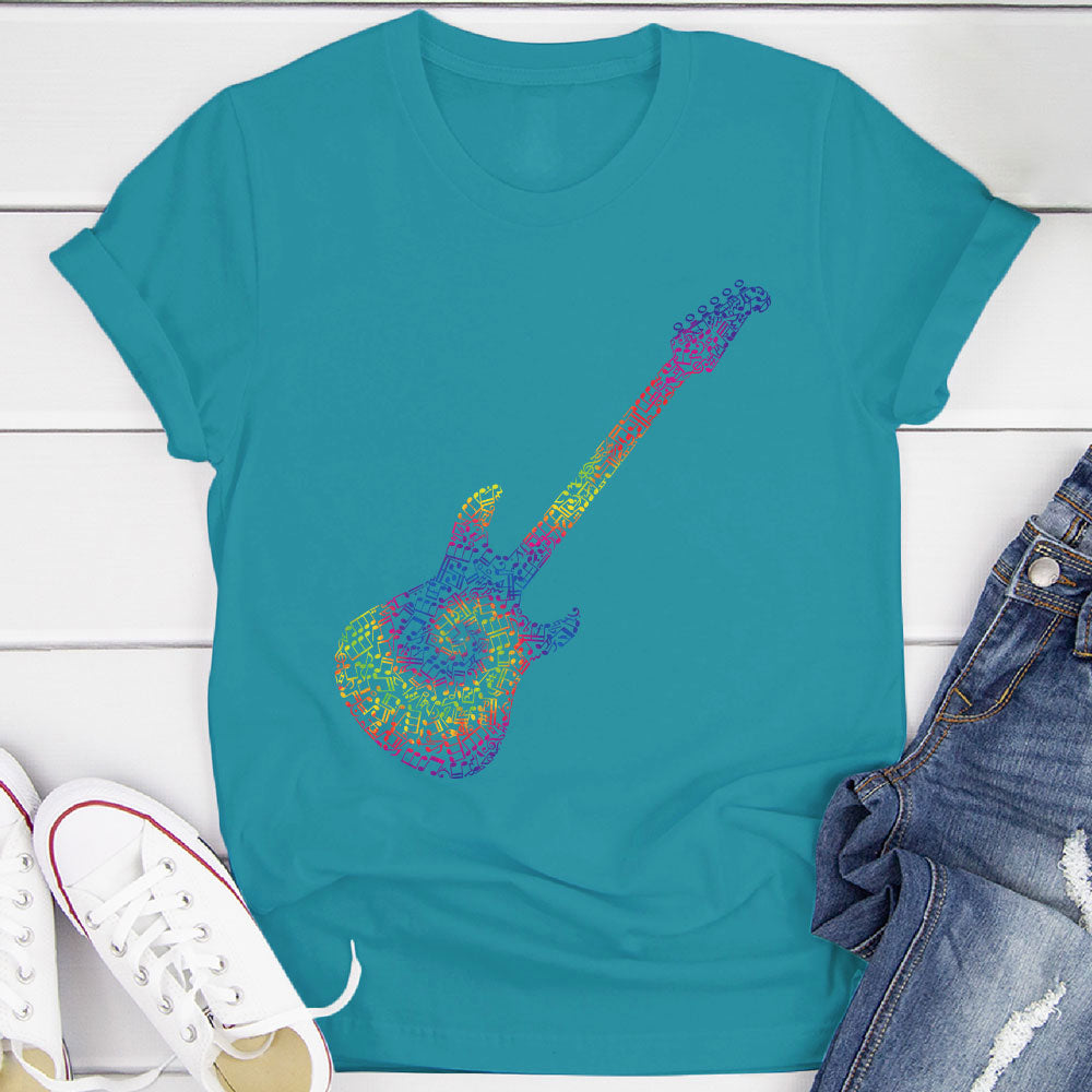 Electric Guitar Tie Dye Notes T-Shirt