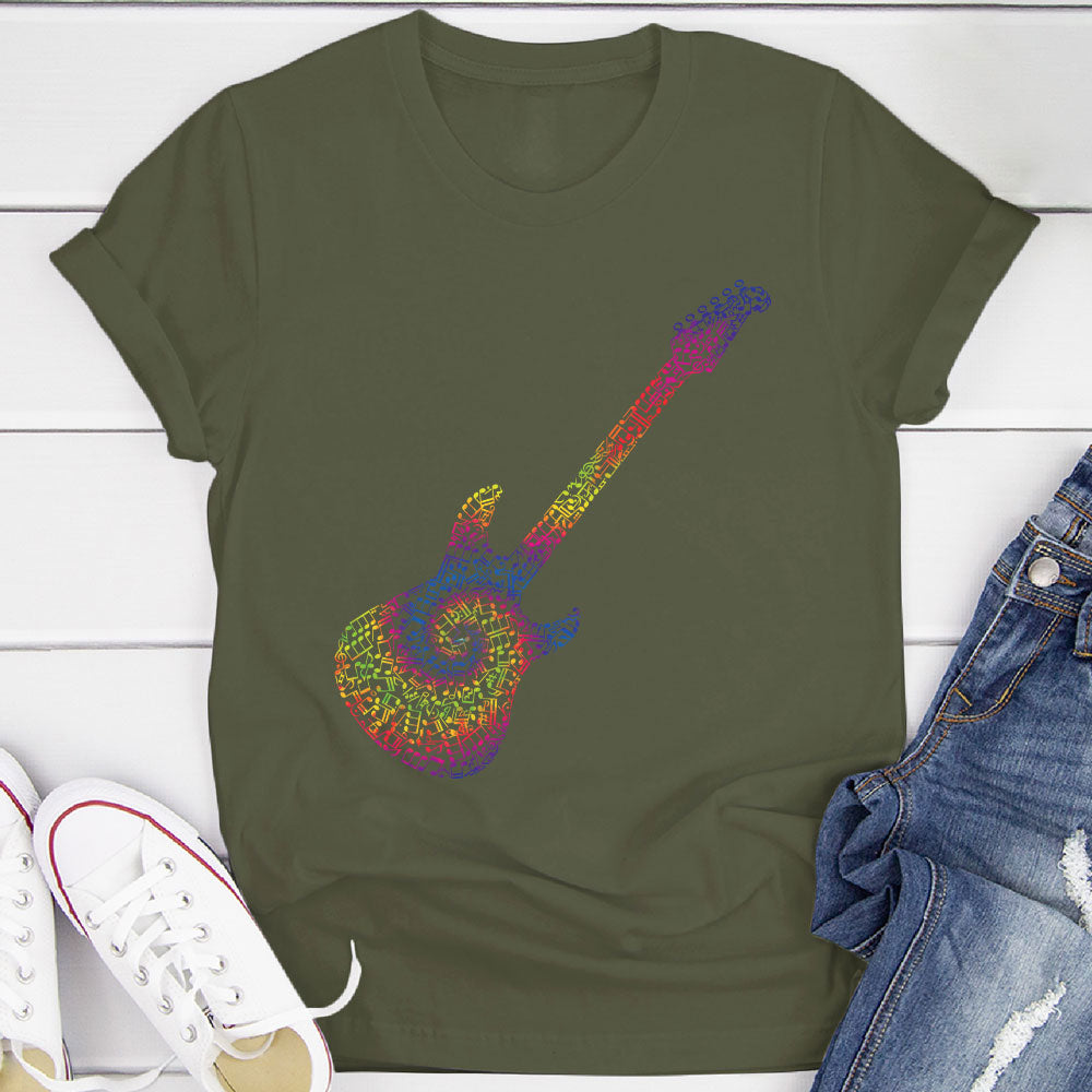 Electric Guitar Tie Dye Notes T-Shirt