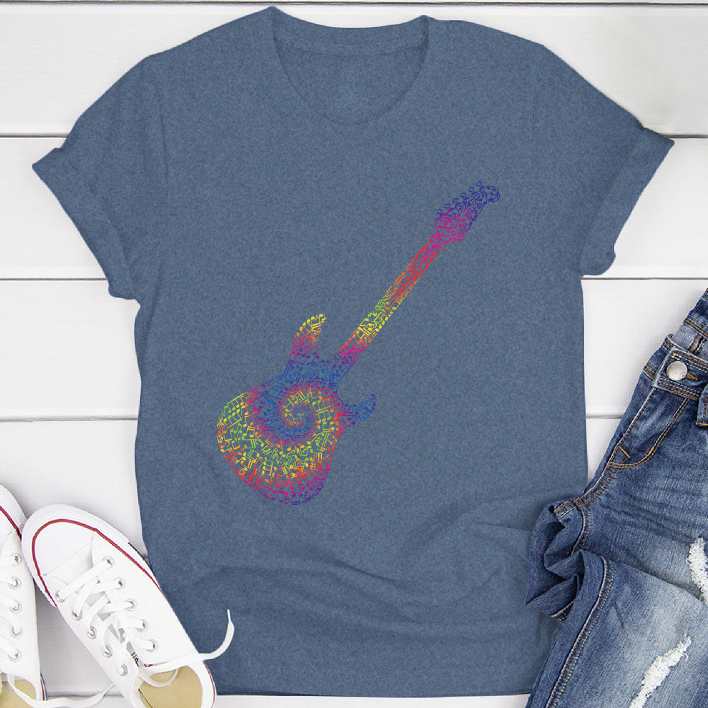 Electric Guitar Tie Dye Notes T-Shirt