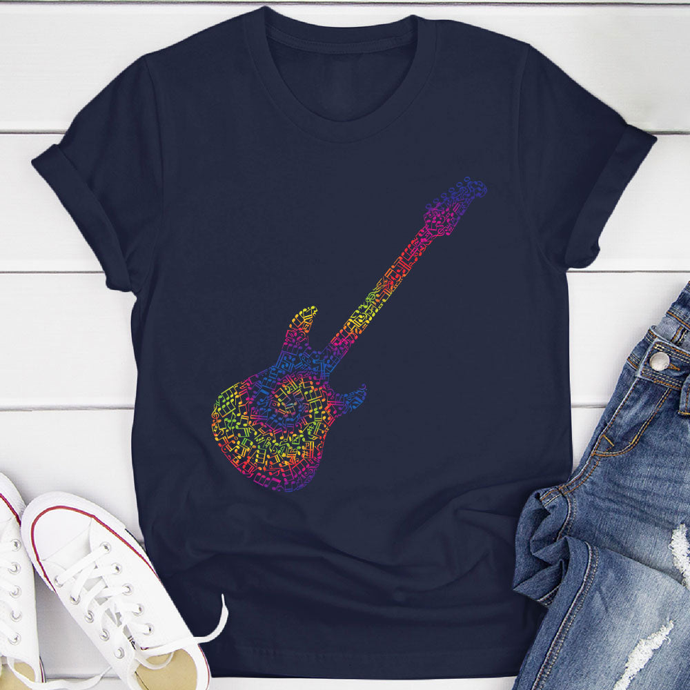 Electric Guitar Tie Dye Notes T-Shirt