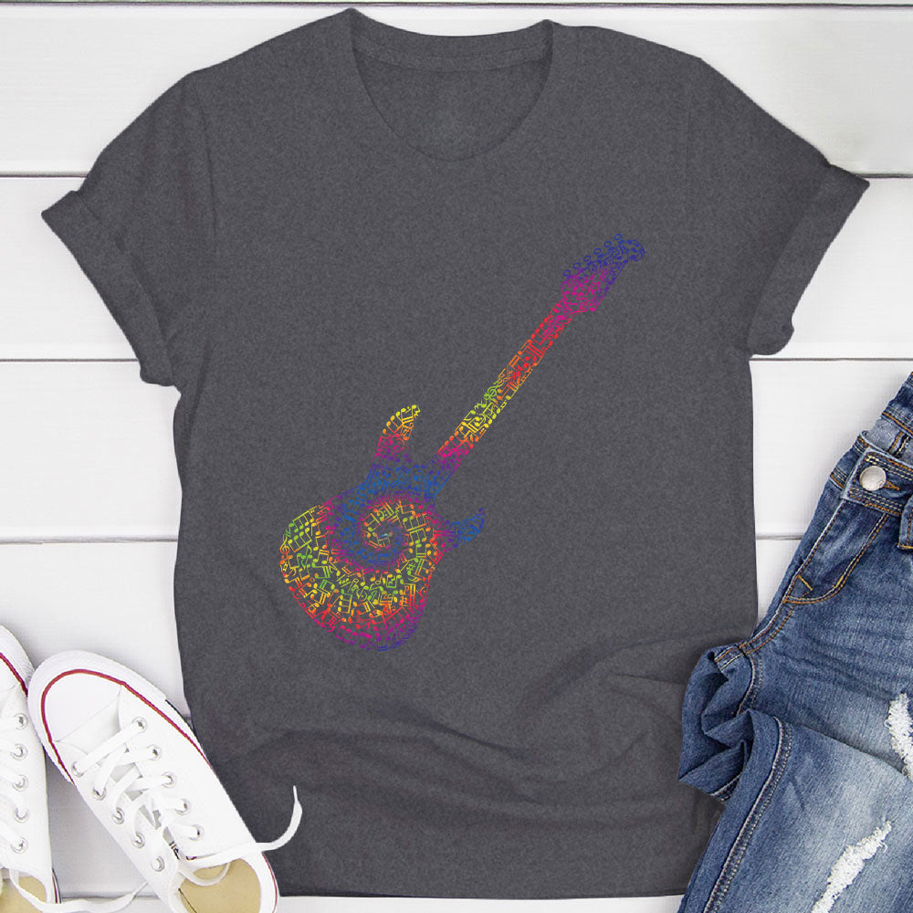 Electric Guitar Tie Dye Notes T-Shirt