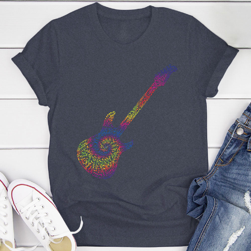 Electric Guitar Tie Dye Notes T-Shirt