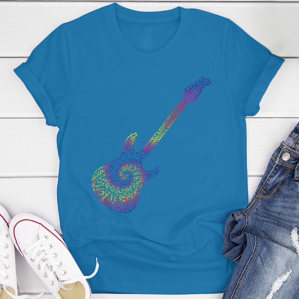 Electric Guitar Tie Dye Notes T-Shirt