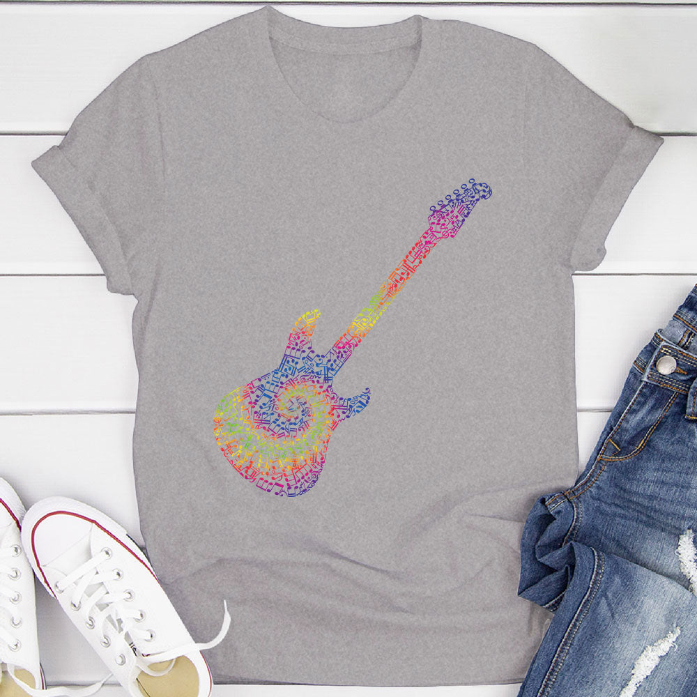 Electric Guitar Tie Dye Notes T-Shirt