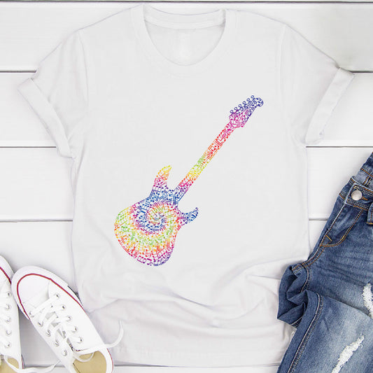 Electric Guitar Tie Dye Notes T-Shirt