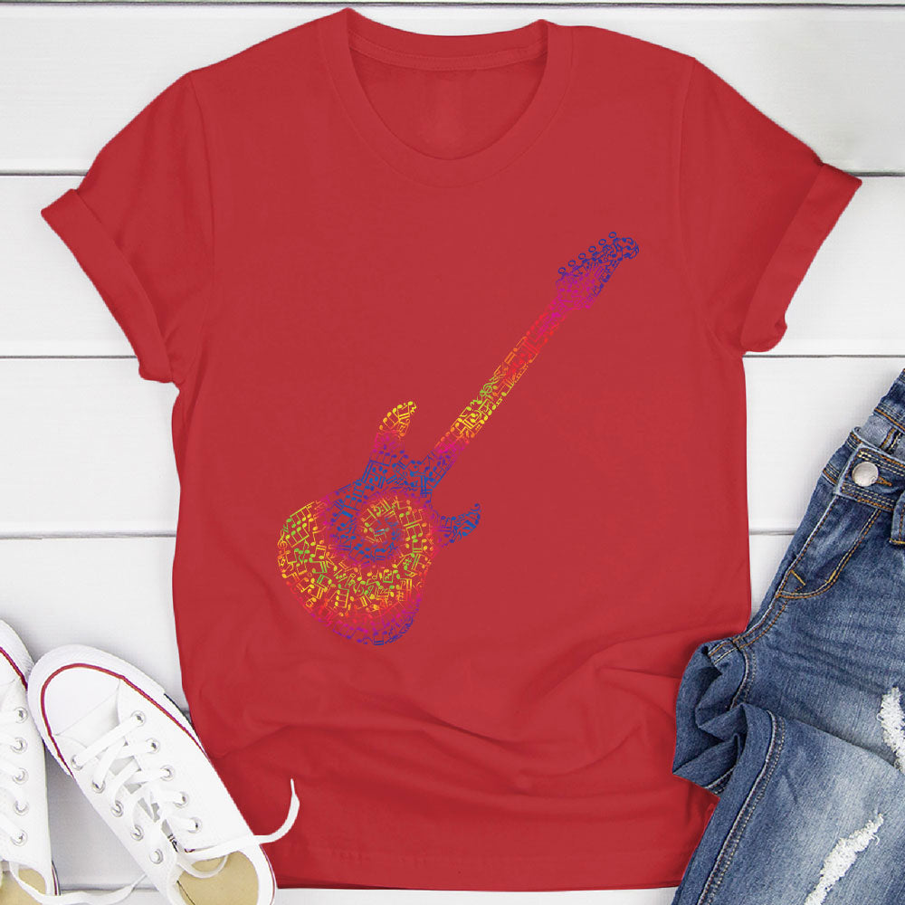 Electric Guitar Tie Dye Notes T-Shirt