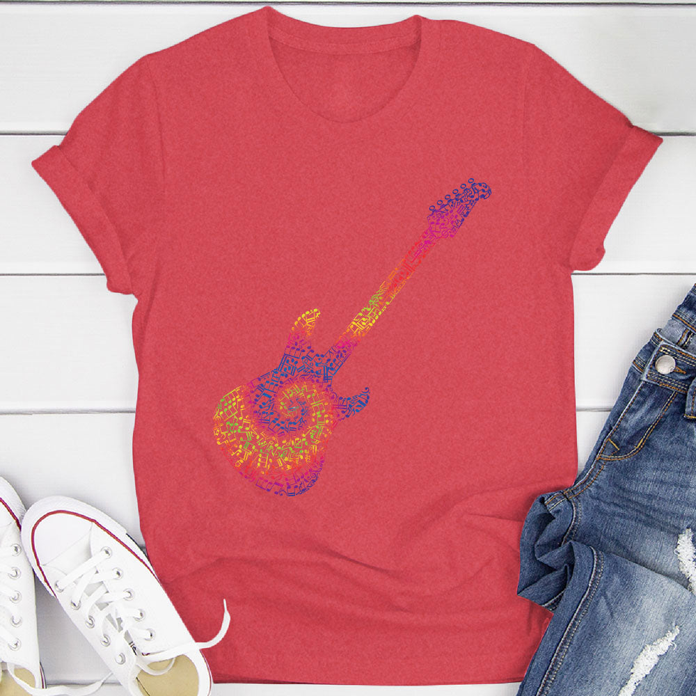 Electric Guitar Tie Dye Notes T-Shirt