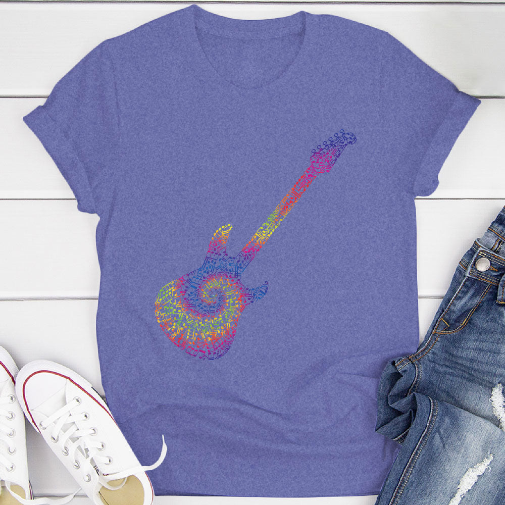 Electric Guitar Tie Dye Notes T-Shirt