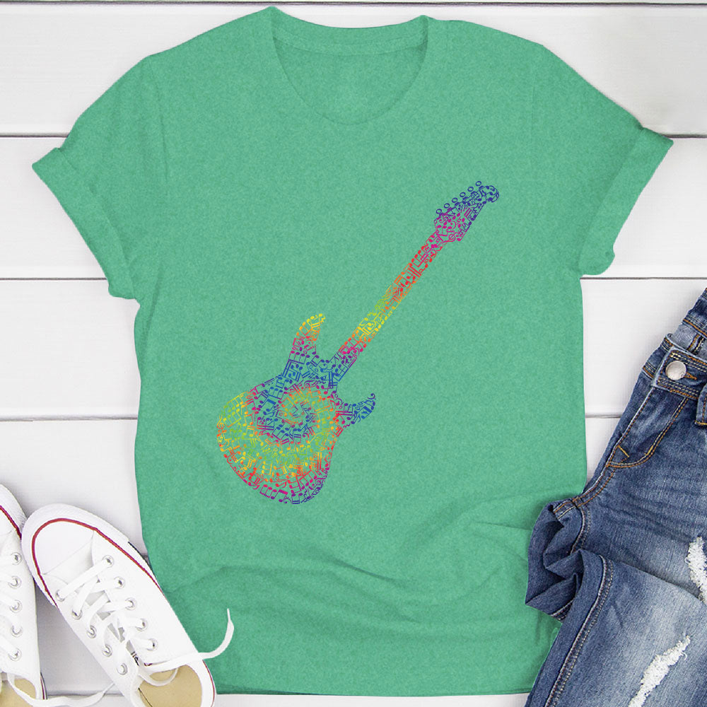 Electric Guitar Tie Dye Notes T-Shirt