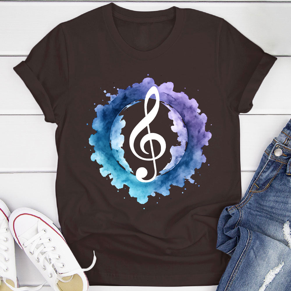 Indigo Watercolor Splash Treble Clef T-Shirt