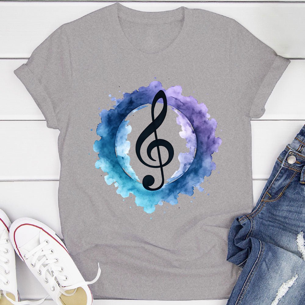 Indigo Watercolor Splash Treble Clef T-Shirt