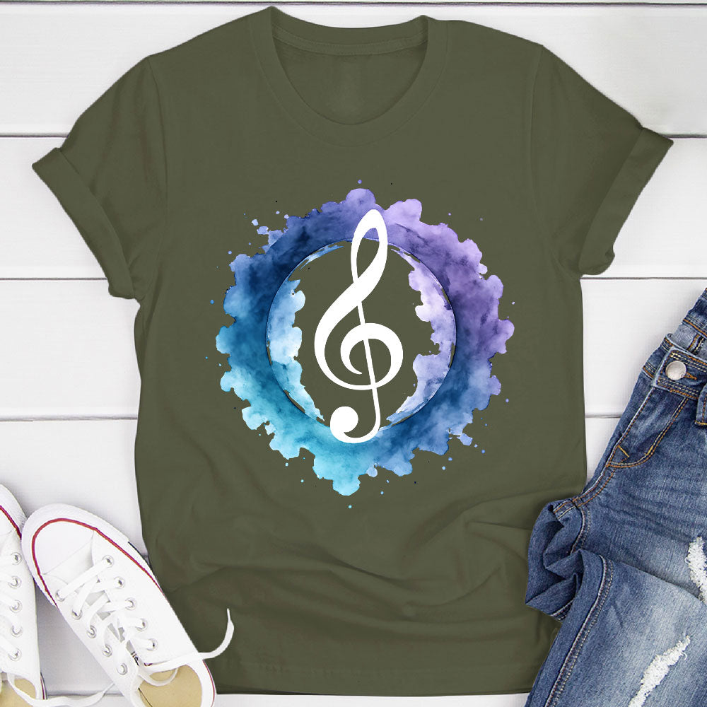 Indigo Watercolor Splash Treble Clef T-Shirt