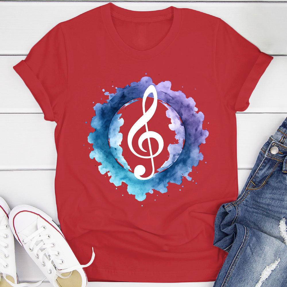 Indigo Watercolor Splash Treble Clef T-Shirt