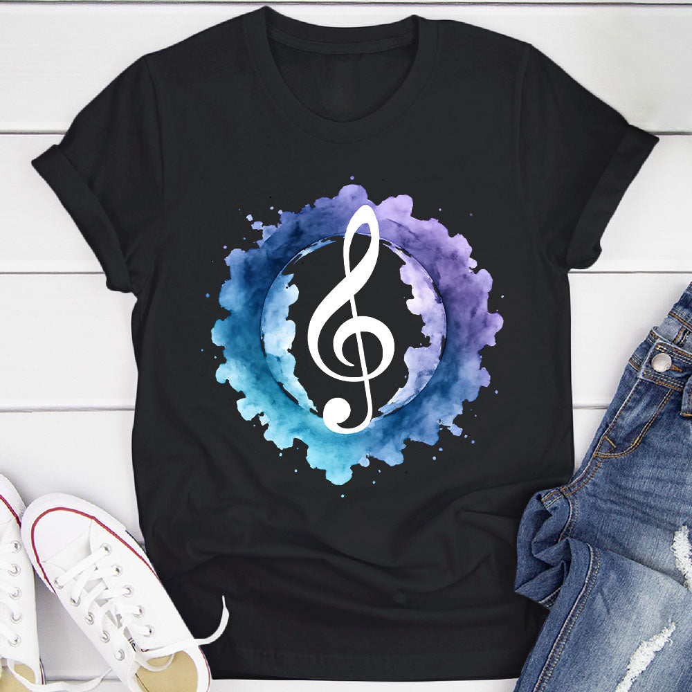 Indigo Watercolor Splash Treble Clef T-Shirt