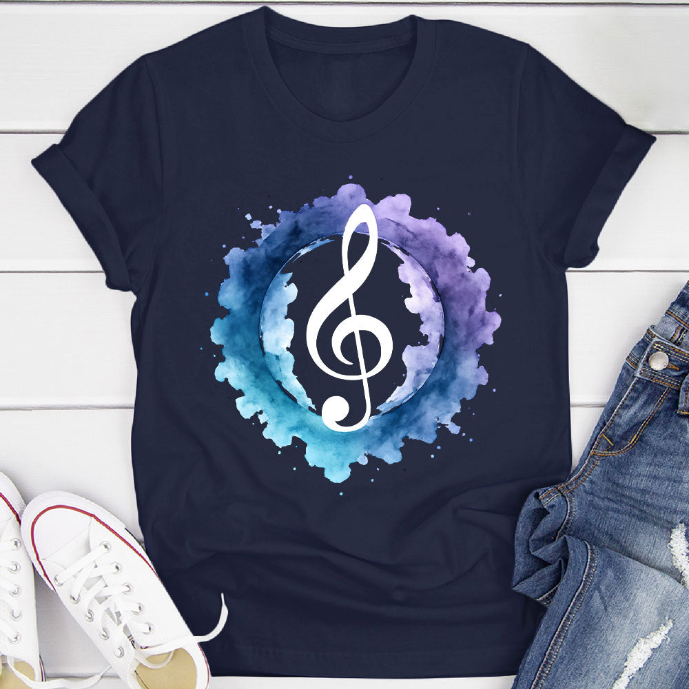 Indigo Watercolor Splash Treble Clef T-Shirt