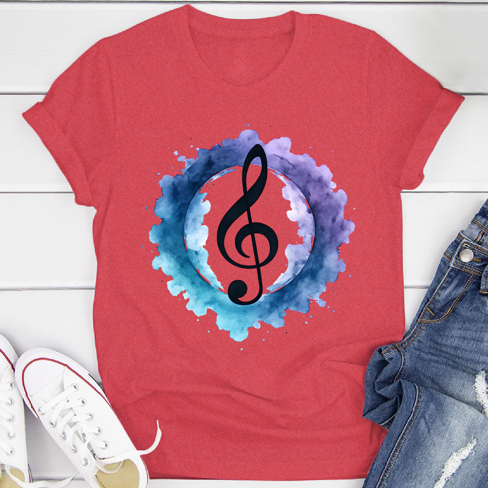 Indigo Watercolor Splash Treble Clef T-Shirt
