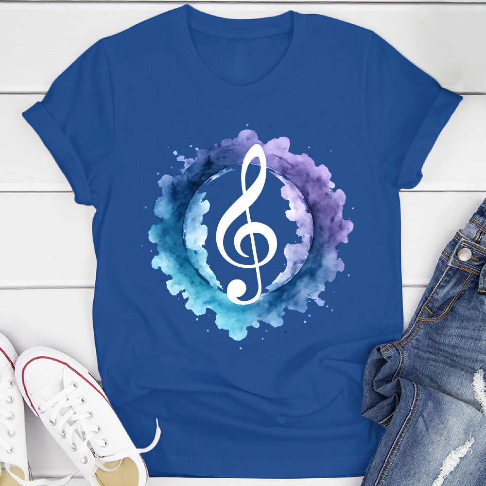 Indigo Watercolor Splash Treble Clef T-Shirt