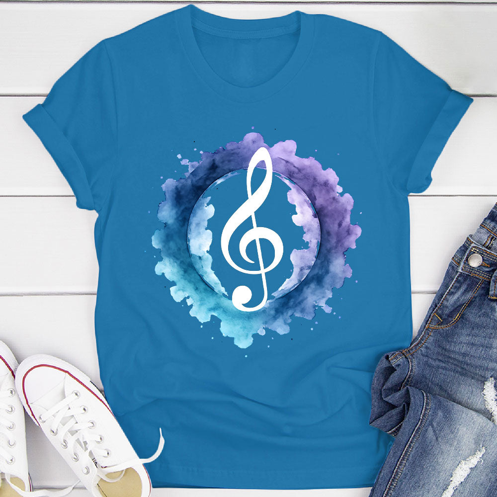 Indigo Watercolor Splash Treble Clef T-Shirt