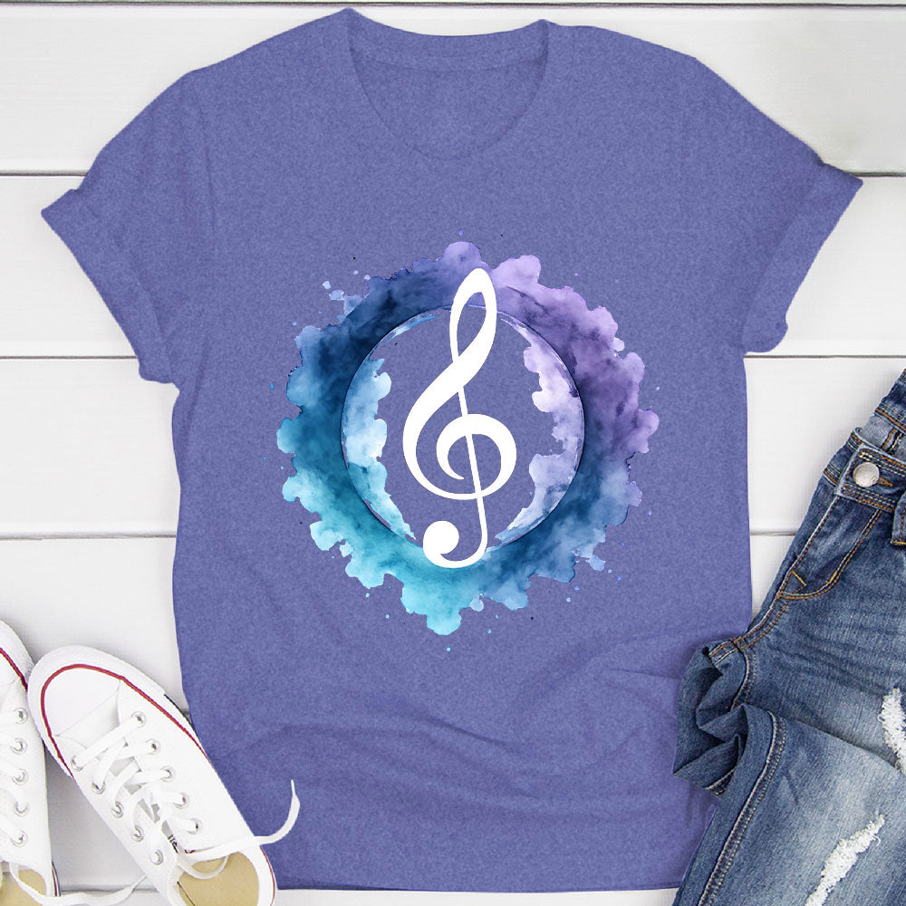 Indigo Watercolor Splash Treble Clef T-Shirt