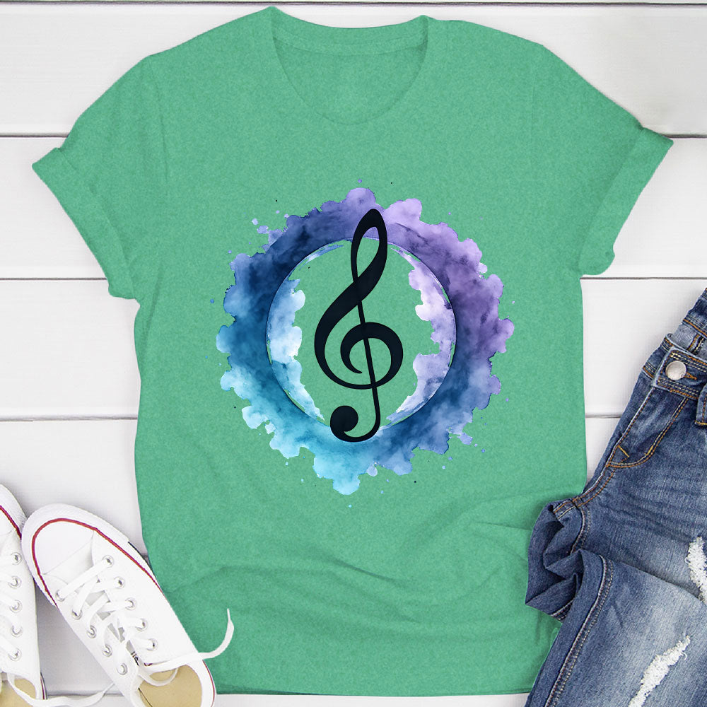 Indigo Watercolor Splash Treble Clef T-Shirt