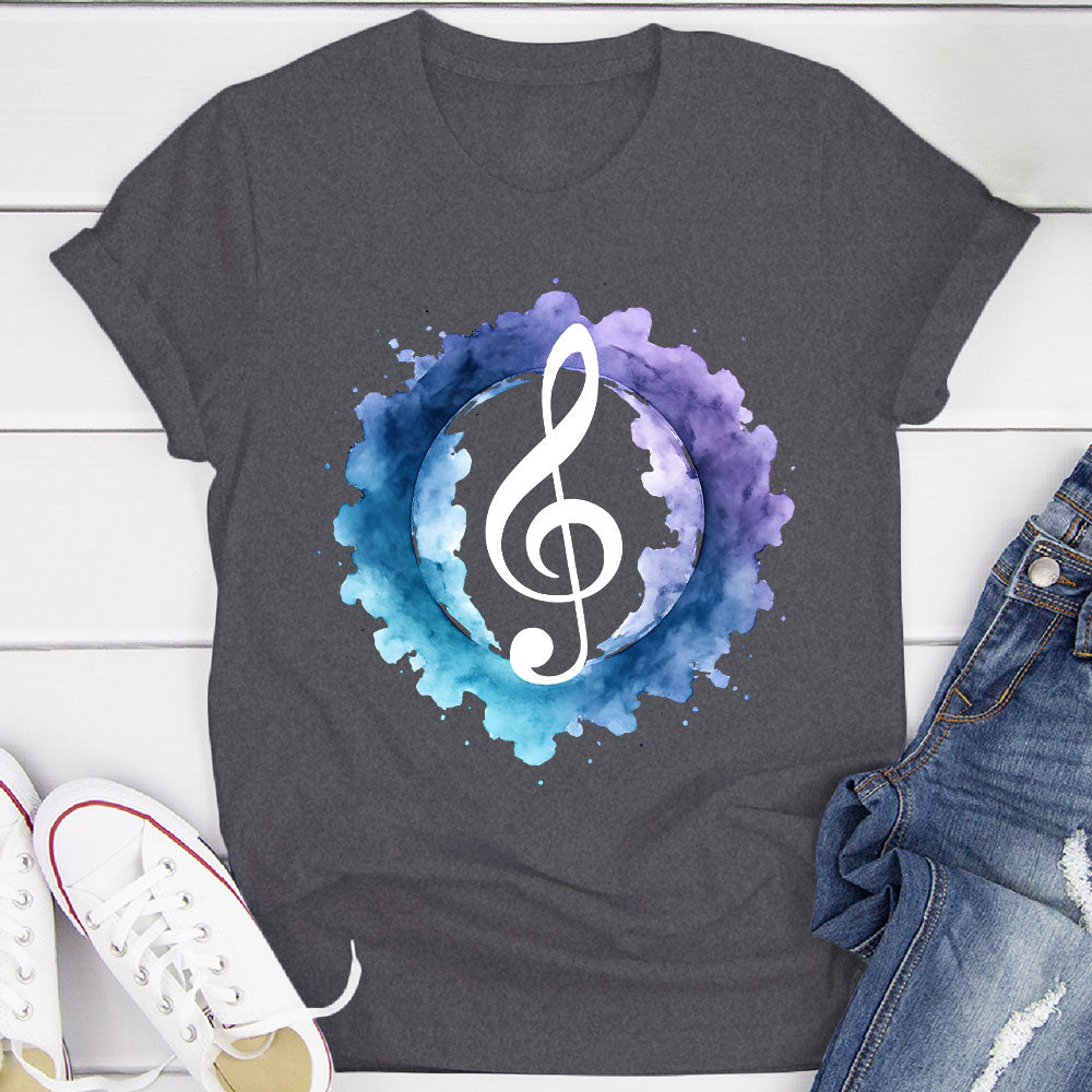 Indigo Watercolor Splash Treble Clef T-Shirt