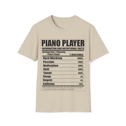 Piano Player Nutritional Facts T-Shirt